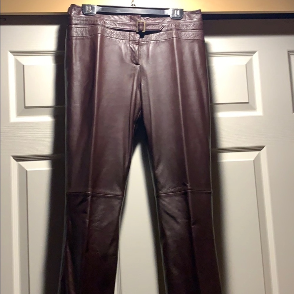 brown leather pants